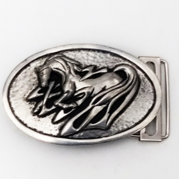 Vintage St. Justin Silver Horse Belt Buckle - Picture 4 of 7